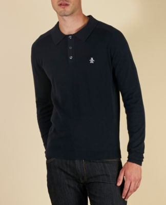Original Penguin Long Sleeve Knitted Polo Shirt