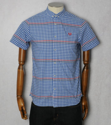 Fred Perry Gingham Stripe Short Sleeved Shirt