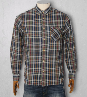 Basket Weave Madras Shirt Navy/Red/ Green/ Yellow/ White