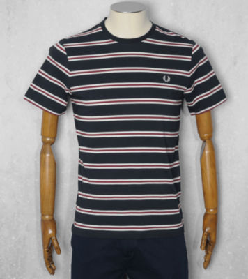 Bomber Stripe T- Shirt Navy/Red/ Cream